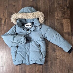 Molo Denmark Insulated Youth Snow Ski Jacket SZ 140 (10-12) Herbert Blue Puffer